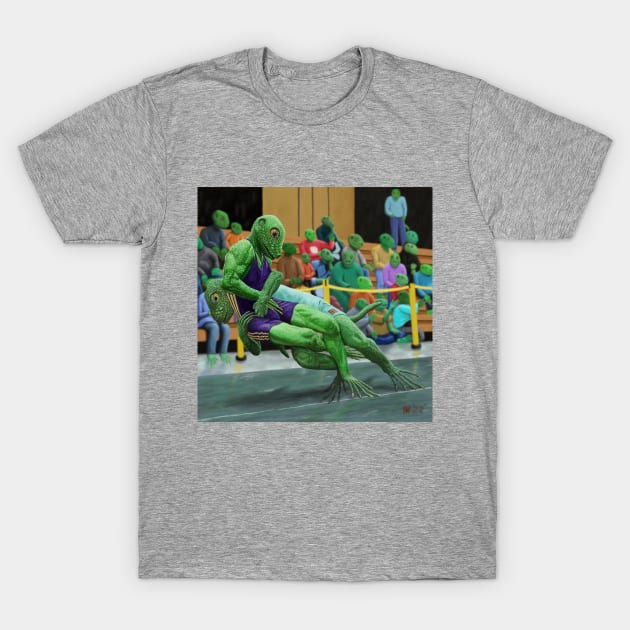 Lizard Man Wrestler Fantasy Creatures T-Shirt by Helms Art Creations